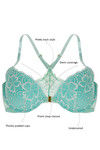 Zivame Watch Your Back Floral Lace Padded Front Open Bra- Green — thumbnail 6