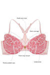 Zivame Watch Your Back Floral Lace Padded Front Open Bra- Pink — thumbnail 5