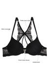 Zivame Pretty Back Push Up Wired Low Coverage T-Shirt Bra-Black — thumbnail 5
