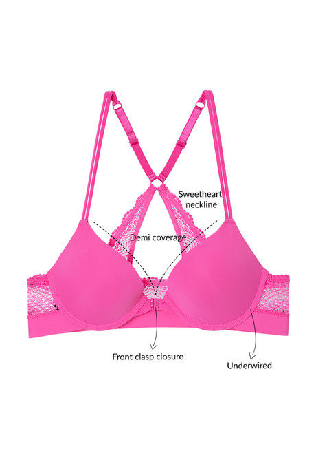 Zivame Pretty Back Push Up Wired Low Coverage T-Shirt Bra-Pink — image 6