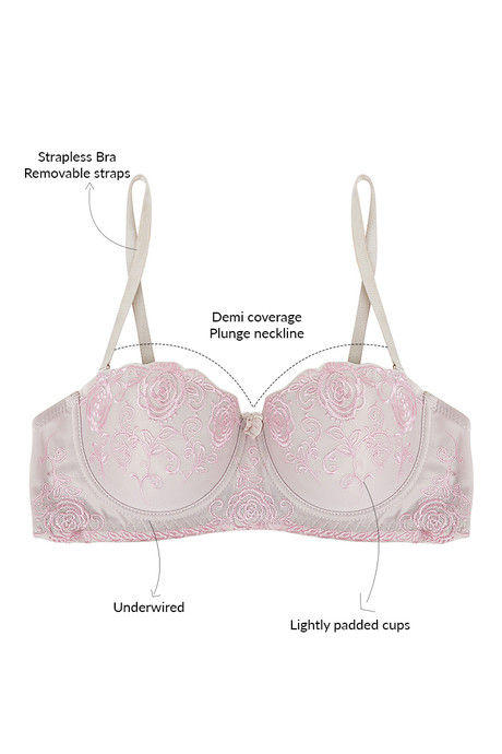 Zivame Embroidered Padded Balconette Bra- Pink — image 6
