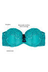 Zivame All That Lace Push Up Wired Low Coverage Strapless Bra-Blue — thumbnail 9