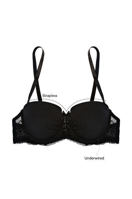 Zivame All That Lace Push Up Wired Low Coverage Strapless Bra-Black — image 7