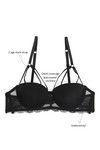 Zivame Luxe Lace Push Up Wired Low Coverage T-Shirt Bra-Black — thumbnail 6