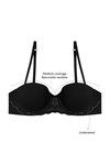 Zivame Luxe Lace Push Up Wired Medium Coverage T-Shirt Bra-Black — thumbnail 6
