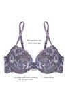 Zivame Floral Metallic Lace Padded Plunge Bra- Grey — thumbnail 7