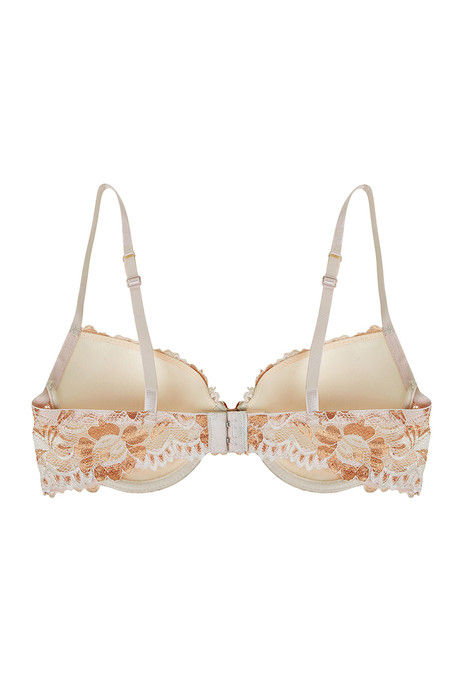 Zivame Floral Metallic Lace Padded Plunge Bra- Pink — image 7