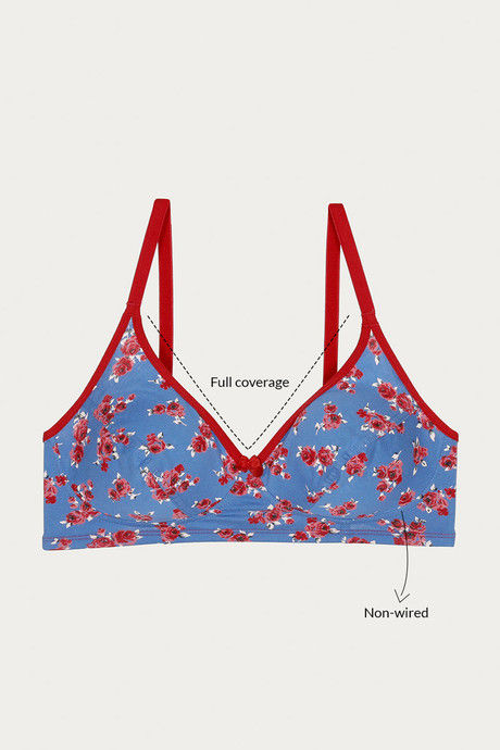 Rosaline All Day Single Layered Non Wired 3/4th Coverage Bra - Blue Base Pt — image 7
