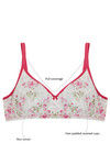 Rosaline Cotton Rich Floral Printed Wirefree Bra- French Rose — thumbnail 5