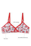 Rosaline All Day Single Layered Non Wired 3/4th Coverage Bra-White With Red Floral — thumbnail 6