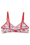 Rosaline All Day Single Layered Non Wired 3/4th Coverage Bra-White With Red Floral — thumbnail 7