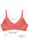 Rosaline Cotton Stretch Smooth Fit Double Layered 3-4th Coverage Wirefree Bra- Coral Pink — thumbnail 5