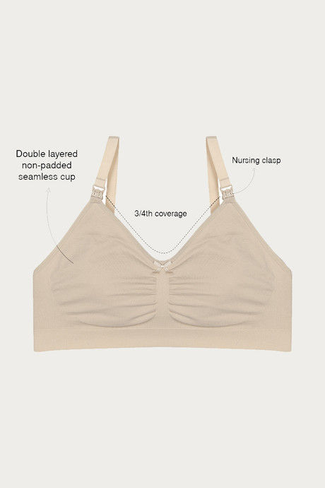 

Zivame Seamless Moulded Double Layer Side Support Nursing Bra Skin, Skins