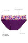 Zivame Soft Stretch Cotton Full Back Coverage Low Rise Hipster Brief-Mauve Floral Lace — thumbnail 5