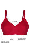 Rosaline Shrink Proof Soft Cotton Bottom Shaper Panel True Support Bra- Carmine Red — thumbnail 6