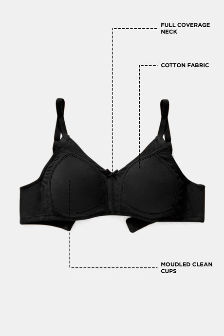 Zivame Essentials Double Layered Non Wired Full Coverage T-Shirt Bra - Black — image 7