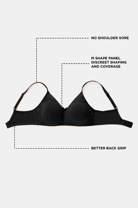 Zivame Essentials Double Layered Non Wired Full Coverage T-Shirt Bra - Black — image 8