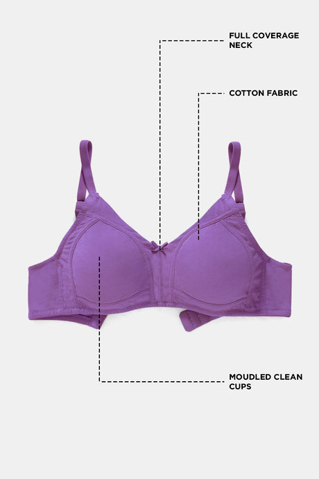 Zivame Essentials Double Layered Non Wired Full Coverage T-Shirt Bra - Deep Lavender — image 6