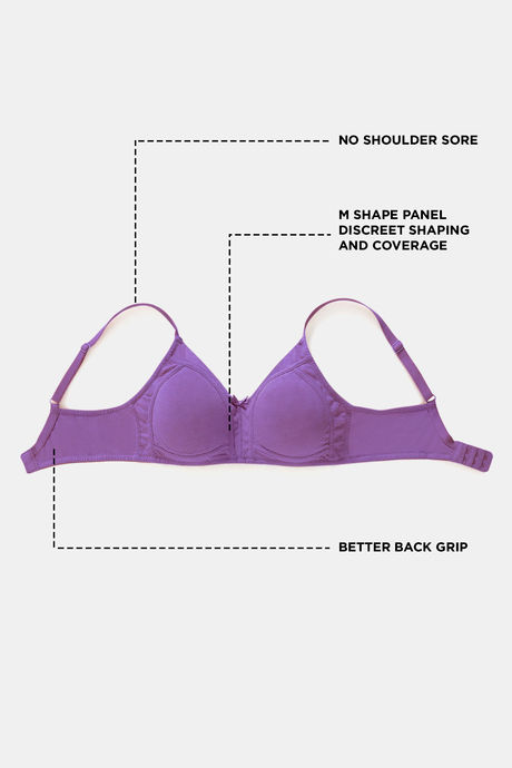 Zivame Essentials Double Layered Non Wired Full Coverage T-Shirt Bra - Deep Lavender — image 7