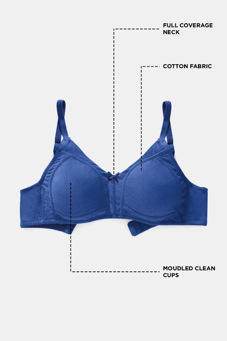 Zivame Essentials Double Layered Non Wired Full Coverage T-Shirt Bra - Sodalite Blue — image 6