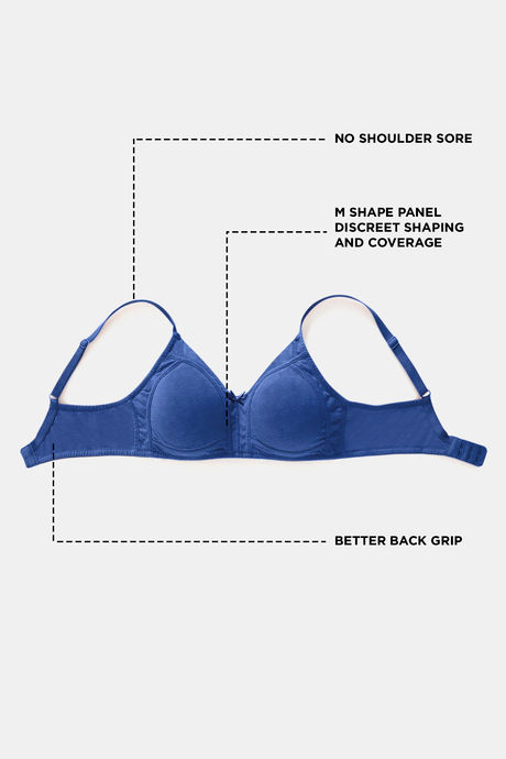 Zivame Essentials Double Layered Non Wired Full Coverage T-Shirt Bra - Sodalite Blue — image 7