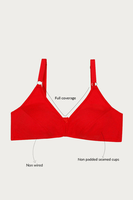 Rosaline Essentials Single Layered Non Wired Full Coverage Bra - Fiery Red — image 7
