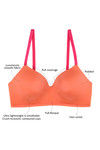 Zivame Feather Light Padded Non Wired Full Coverage T-Shirt Bra-Salmon Pink — thumbnail 6