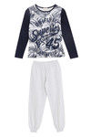 Zivame After Hours Island Life Knit Cotton Pyjama Set- Ecru Navy — thumbnail 6