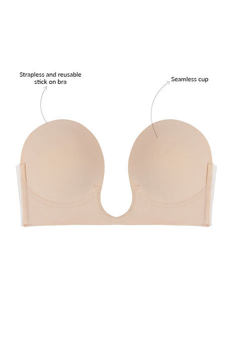 Zivame Padded Wired Low Coverage Stick On Bra - Nude — image 5