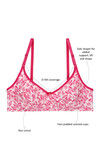 Rosaline Everyday Double Layered Non Wired 3/4th Coverage Sag Lift Bra - Pink Butterfly — thumbnail 8