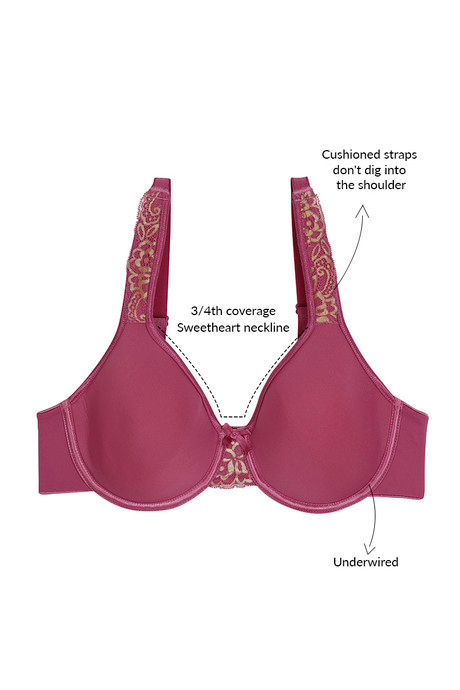 Zivame Essentials Single Layered Wired 3/4th Coverage T-Shirt Bra-Red Violet — image 5