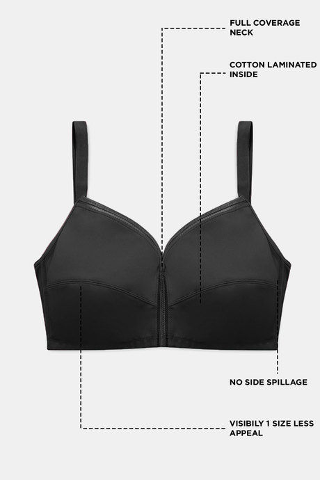 

Zivame True Curv Wirefree Two Sectionedcup Minimiser Bra Black, Blacks