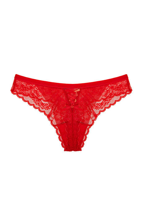 Zivame All Lace Scalloped Low Waist Thong Pant-Red — image 6
