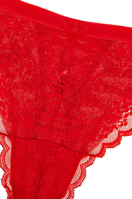 Zivame All Lace Scalloped Low Waist Thong Pant-Red — image 7