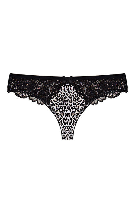 Zivame Contrast Trim Animal Printed Low Rise Thong Panty- Black — image 6