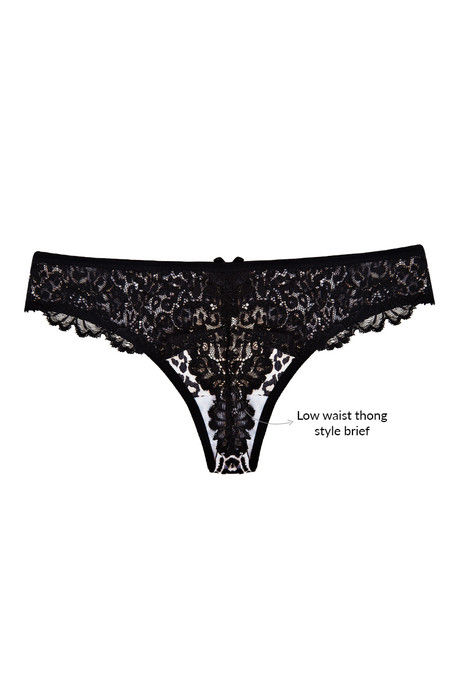 Zivame Contrast Trim Animal Printed Low Rise Thong Panty- Black — image 7