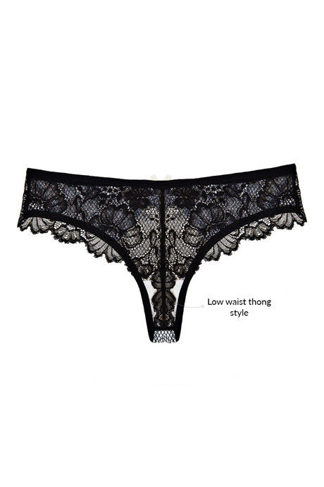Zivame Contrast Trim Geometric Printed Low Rise Thong Panty- Black — image 6