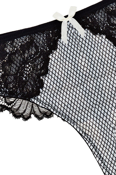 Zivame Contrast Trim Geometric Printed Low Rise Thong Panty- Black — image 7