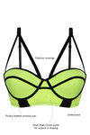 Zivame Color Block Monroe Strap Bra- Black n Neon Green — thumbnail 6