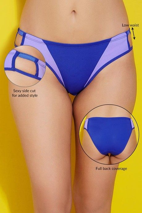 Zivame Color Block Low Waist Bikini Brief with Soft Anti Dig Elastics- Lilac n Blue — image 7