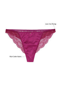 Zivame Satin Low Rise Thong Panty- Mystic Magenta | buy Panties online