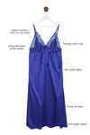 Zivame Satin Front Knot Calf Length Chemise- Royal Blue — thumbnail 6