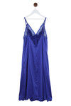 Zivame Satin Front Knot Calf Length Chemise- Royal Blue — thumbnail 7