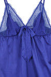 Zivame Satin Front Knot Calf Length Chemise- Royal Blue — thumbnail 8