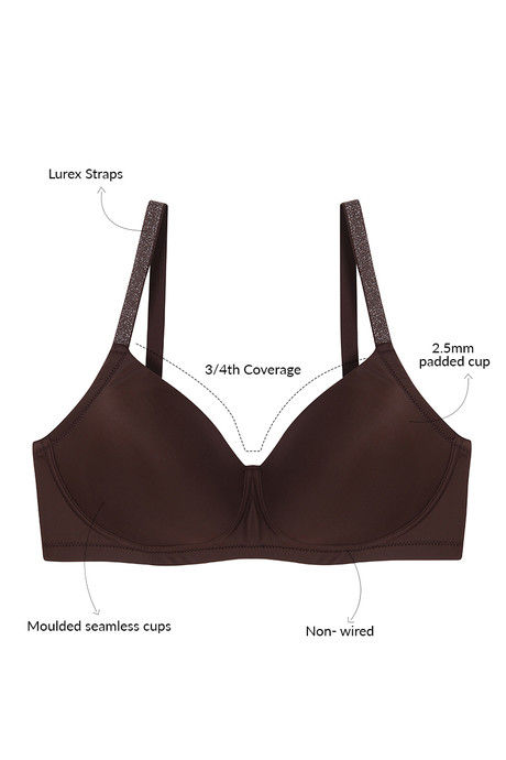 Zivame Glitter Straps Radiance Smooth Padded Wirefree T-Shirt Bra- Mocha Brown — image 5
