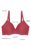 Zivame Glitter Straps Radiance Smooth Padded Wired T-Shirt Bra- Coral — thumbnail 6