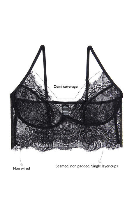 Zivame Sensuous Single Layered Non Wired Low Coverage Lace Bra-Jet Black — image 5