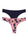 Zivame No Panty Line Laser Cut Coral Floral N Solid Thong Briefs (Pack of 2)- Multicolor — thumbnail 7