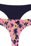 Zivame No Panty Line Laser Cut Coral Floral N Solid Thong Briefs (Pack of 2)- Multicolor — thumbnail 9