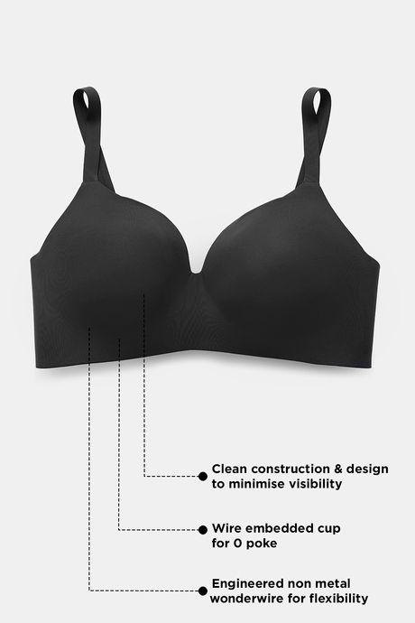 Zivame Wonderwire Padded 3/4Th Coverage T-Shirt Bra - Black — image 5